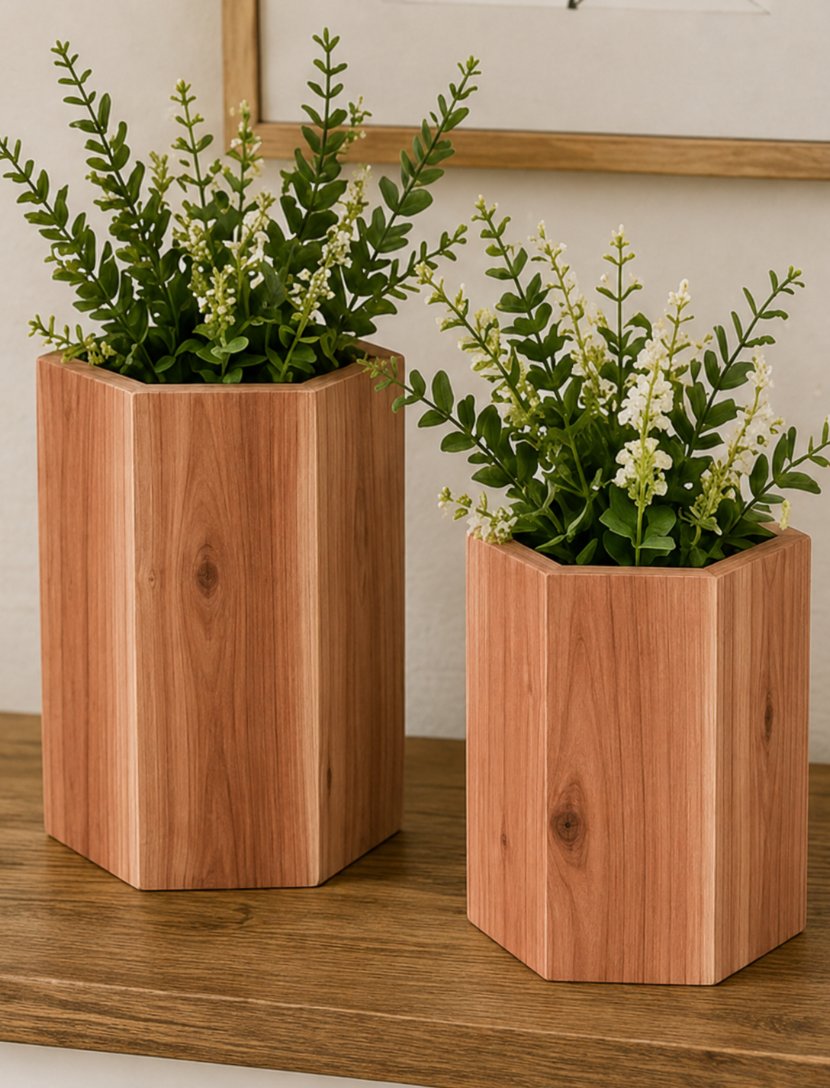 Cedar Hexagon Flower Vase
